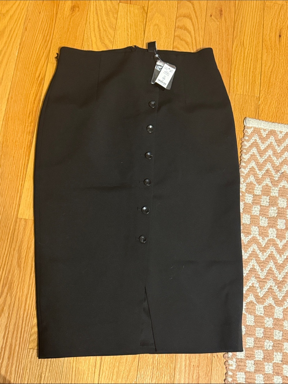 NWT White House Black Market High-Waisted Button Pencil Skirt Black Size 8